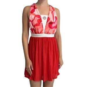 Bidi Badu Tennis Dress Mini Athletic Sporty Red Pink Pleated Summer Size Medium